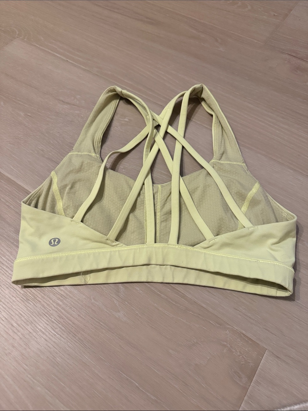 lululemon athletica Strappy Crisscross Sports Bra in Pale Yellow/Lime